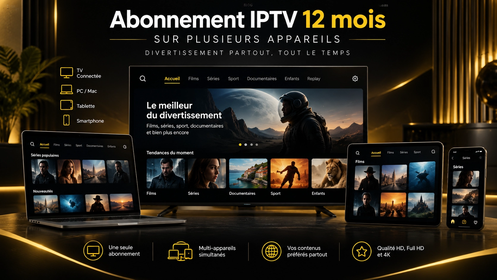 Abonnement IPTV 12 mois sur plusieurs appareils